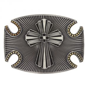 Montana Silversmiths Two tone Radiating Fluted Cross Attitude Buckle (A517)